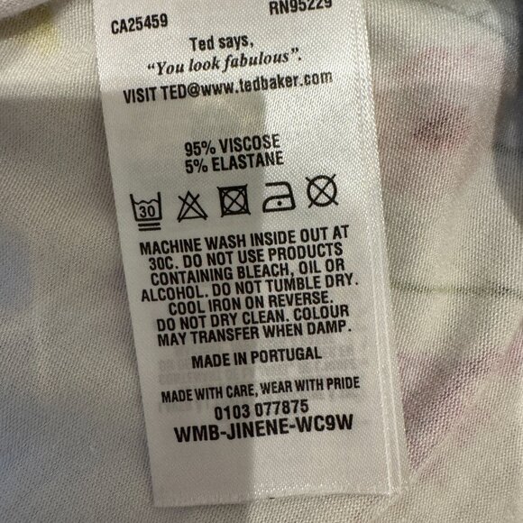 Ted Baker Floral Print Short Sleeve Tee Top Size 3 - Picture 5 of 9